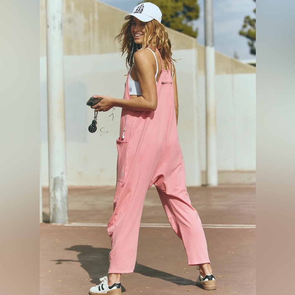 Free People MOVEMENT Hot Shot Onesie Hibiscus Pink NWT - Picture 5 of 8